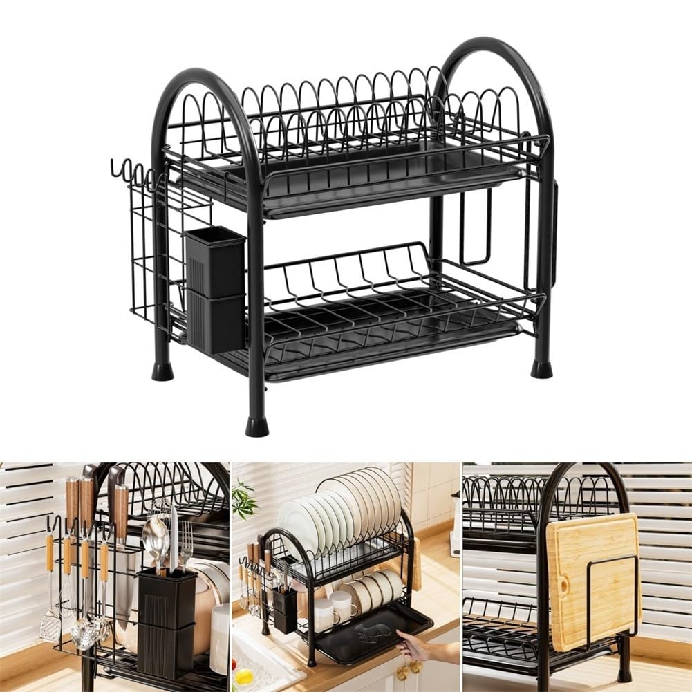 Carbon Steel Dish Drainer 2-Level Rust Resistant