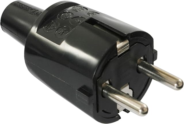 as - Schwabe 62222 PVC Wtyki/Złączki z Podwójnym Systemem Styku Bezpieczeństwa Do Użytku Wewnątrz Pomieszczeń, 230 V/16 A, Czarny