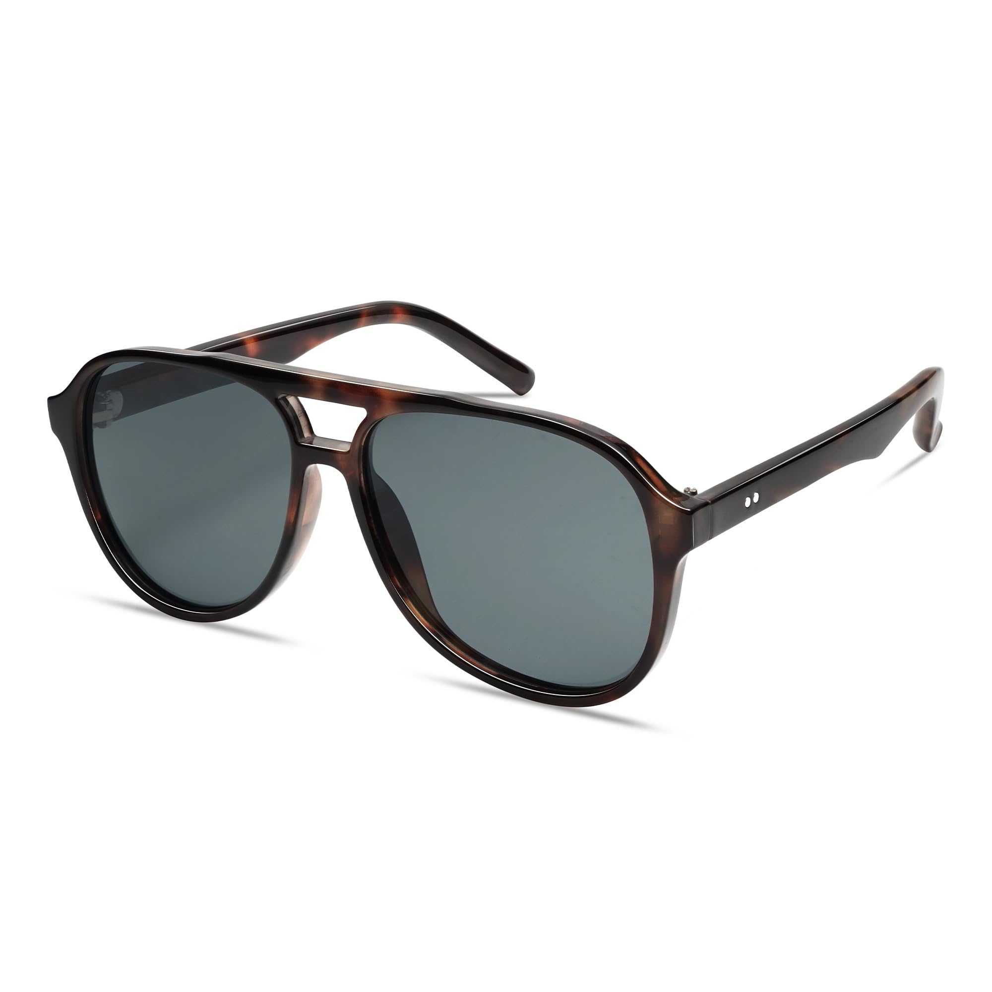 Appassal Polarized Square Aviator Sunglasses for Women Mens 70s Retro Double Bridge Sunnies AP3654