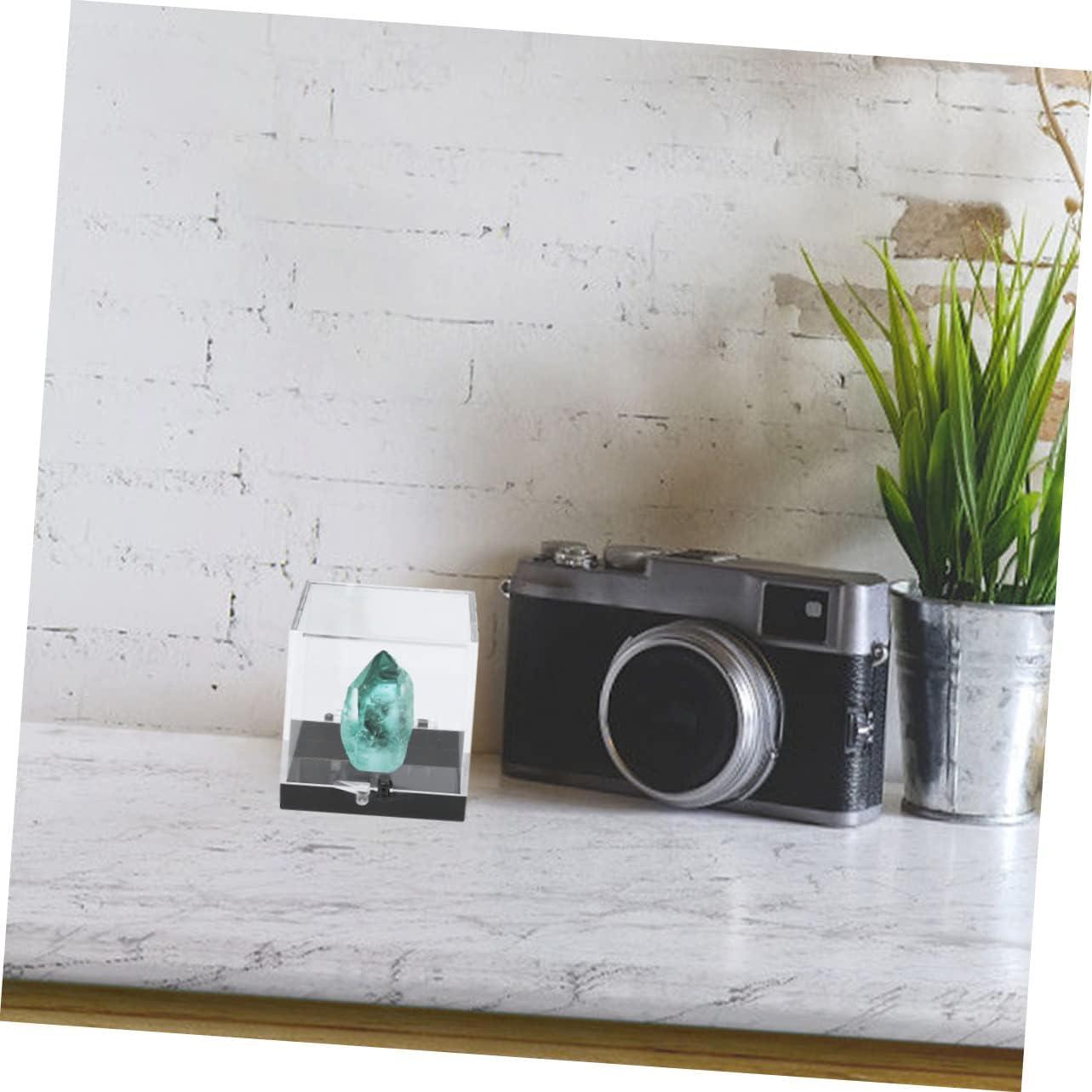 NOLITOY 60pcs Square Plastic Mineral Specimen Storage Cases Transparent Display Boxes for Rocks Crystals and Collectibles and Portable Design Base