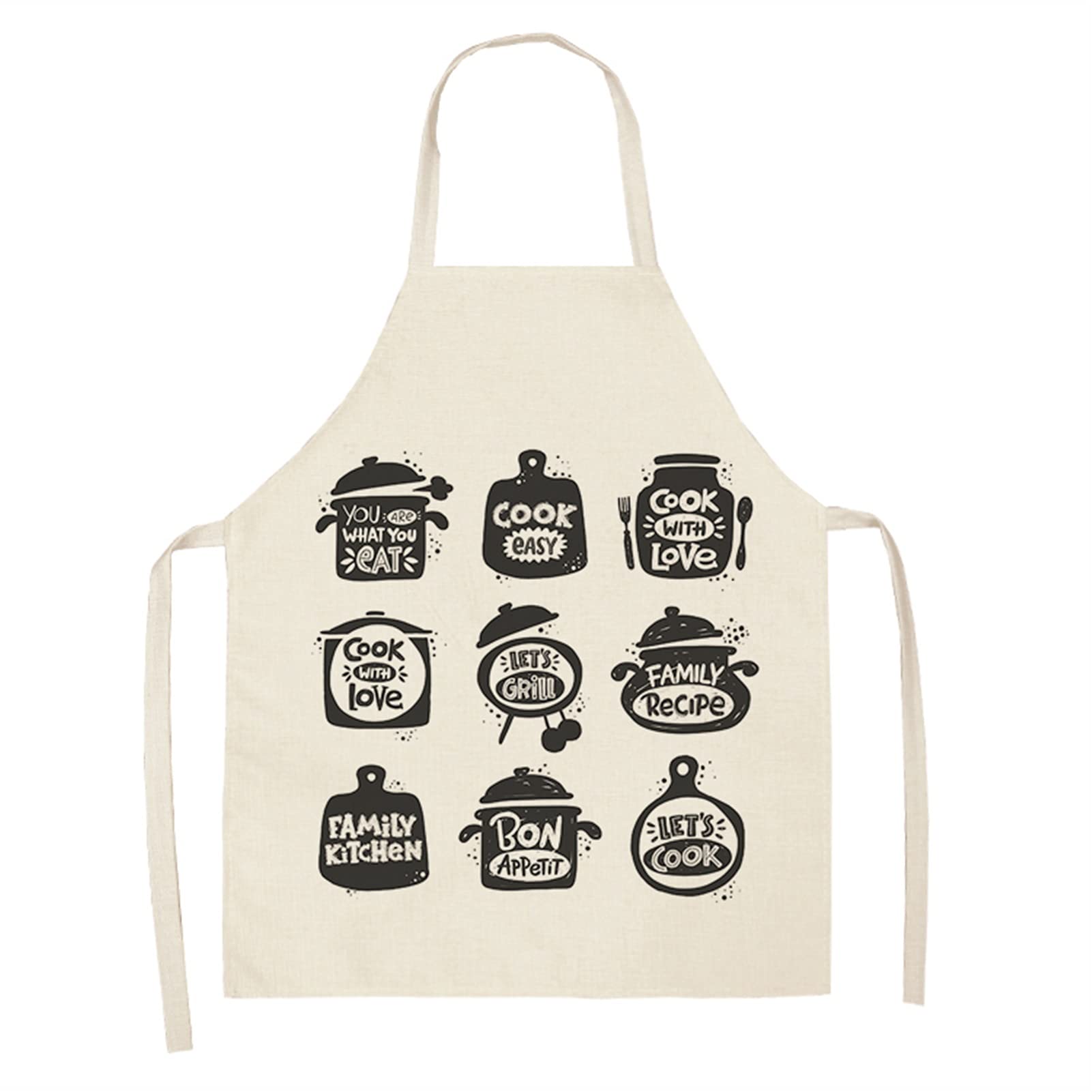DZCPApron 1 x Letter Alphabet Kitchen Aprons for Women Cotton Linen Bibs Cleaning Home Pinafore Cooking Apron 53 x 65 cm
