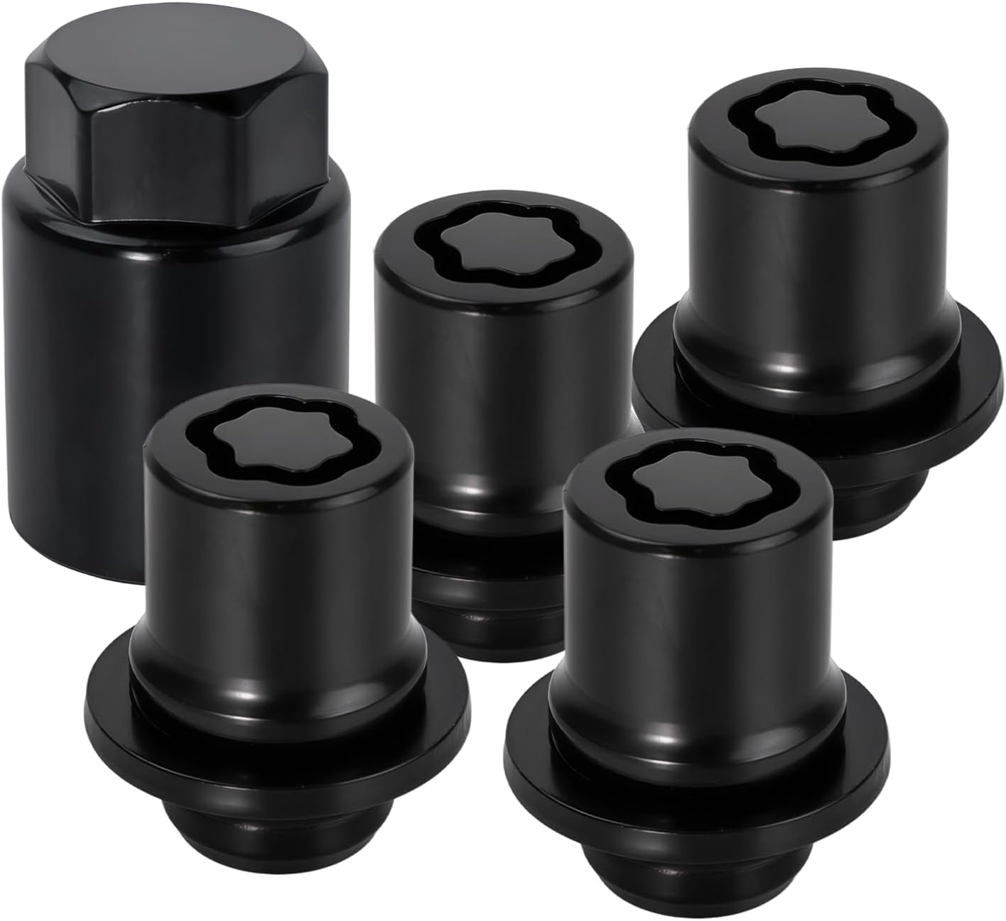 5 PCS Wheel Locks Lug Nut Set, M12 x 1.5 Chrome Steel Wheel Lock Nut, Replace 00276-00900, Compatible with 2001-2022 Tacoma Camry Avalon C-HR Celica Corolla, Black