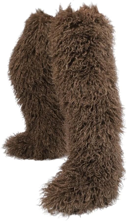 Liliana Women Over the Knee Thigh High Faux Fur Boots, Tall Fashion Fluffy Furry Boots For Ladies