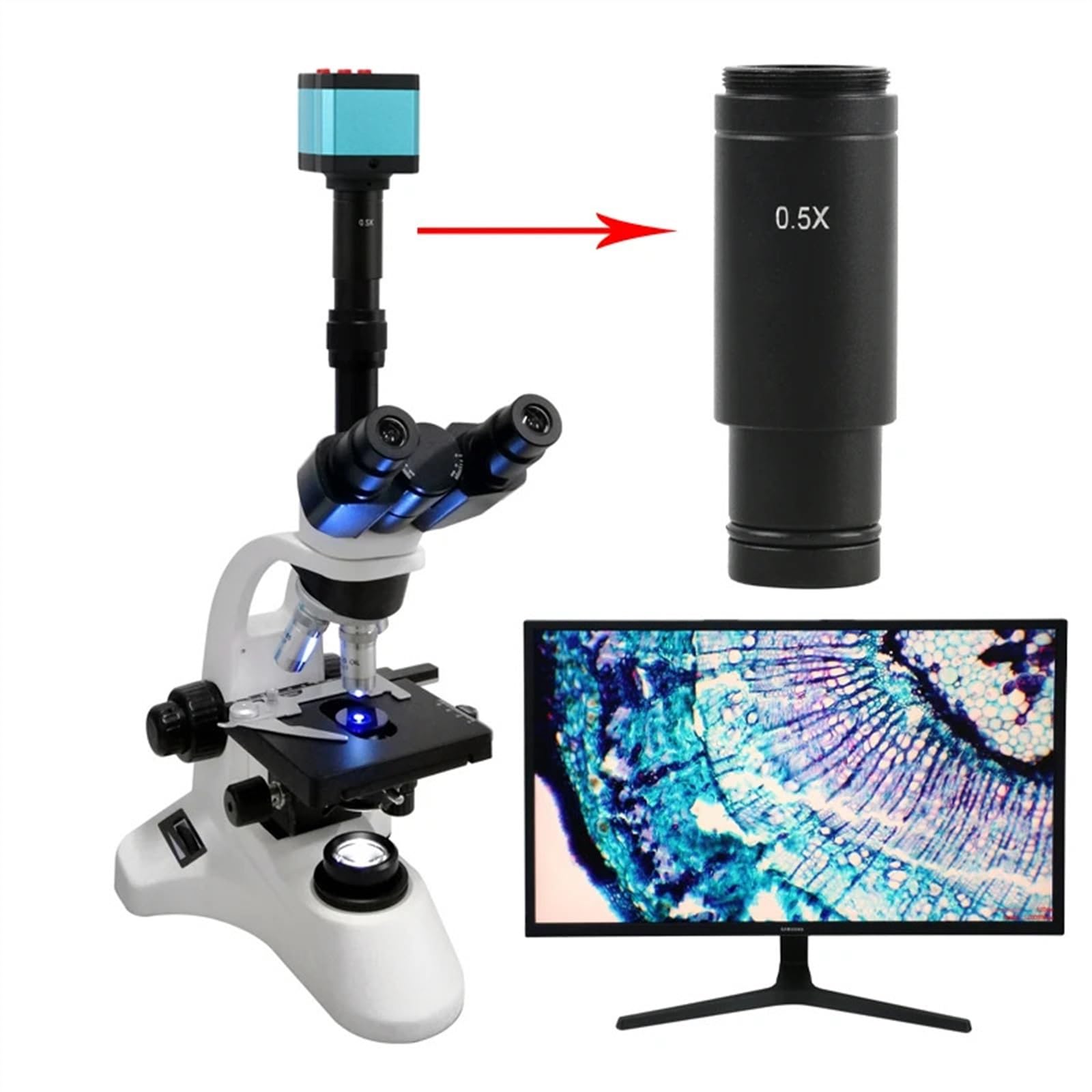 Kamera z mikroskopem wideo 0,5XC Adapter obiektywu 23,2 mm 30 mm 30,5 mm CCD CMOS Adapter aparatu Akcesoria do okularu cyfrowego