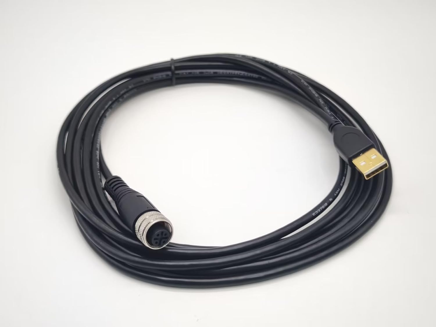 Elecbee M12 4 Pin A Code Female to USB 2.0 A Male M12 to USB Cable Assembly 3 Meters AWG26