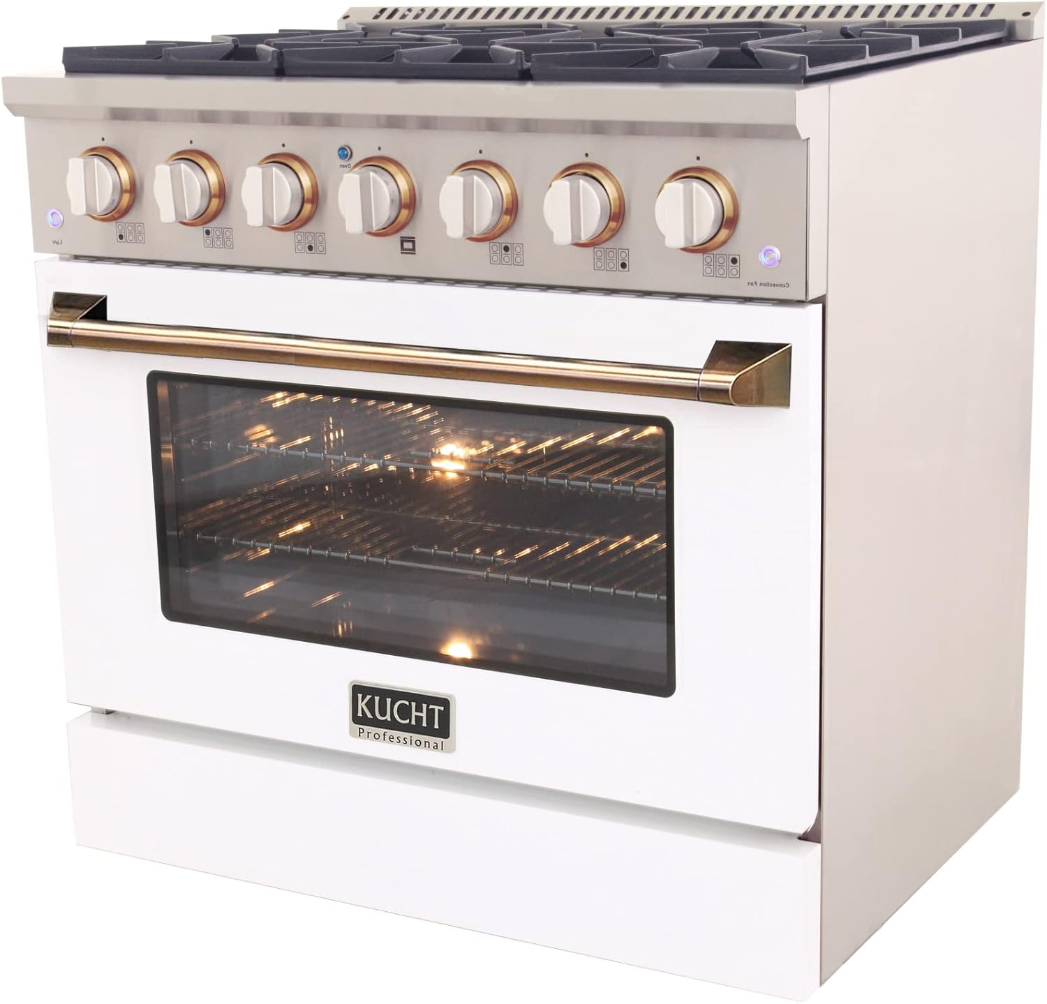 Kucht KDF362-W-GOLD Dual Fuel Range, White & Gold