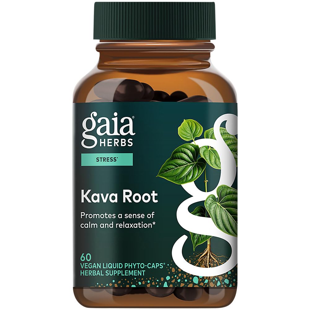 Gaia Herbs Kava Kava Root, Vegan Liquid Capsules, 60 Count - Supports Emotional Balance, Calm & Relaxation, Guaranteed Potency 75mg Active Kavalactones