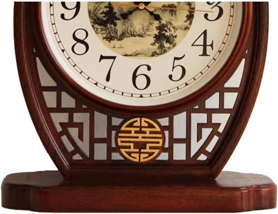 Double-Sided Table Clock Ornaments Living Room Old-Fashioned Solid Wood Antique Household Silent Desktop Clocks (Color : B, Size (B