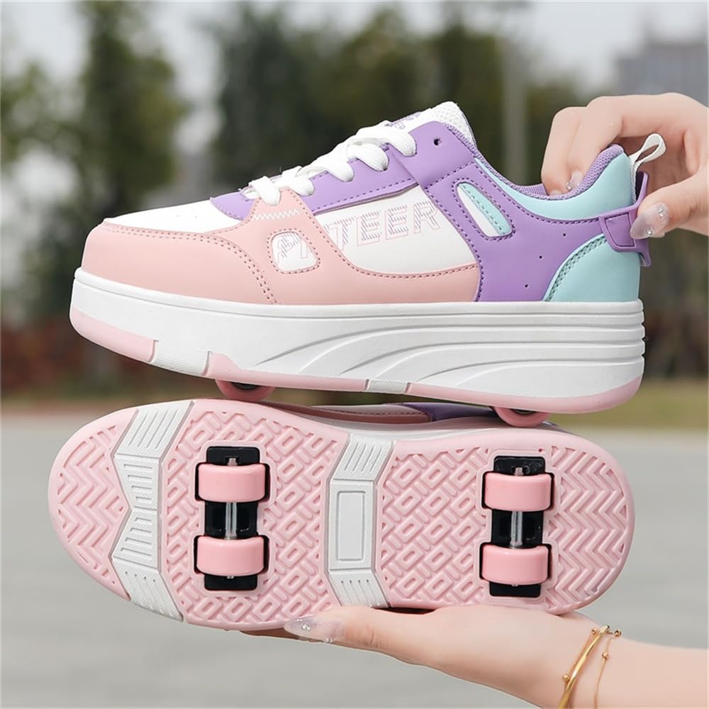Mateju Schuhe mit Rollen für Kinder - Rosa, 32 EU - Multifunktional, 2-in-1 Skateboardschuhe - Hochzeit, Lässig, Sport