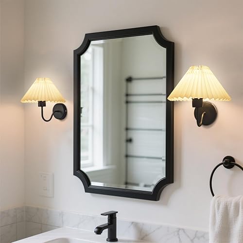 Miniatura 2 de Juego de 2 apliques de pared negros, lámpara de pared de tela plisada, lámpara de pared de mesita de noche, luz de pared para baño, tocador,