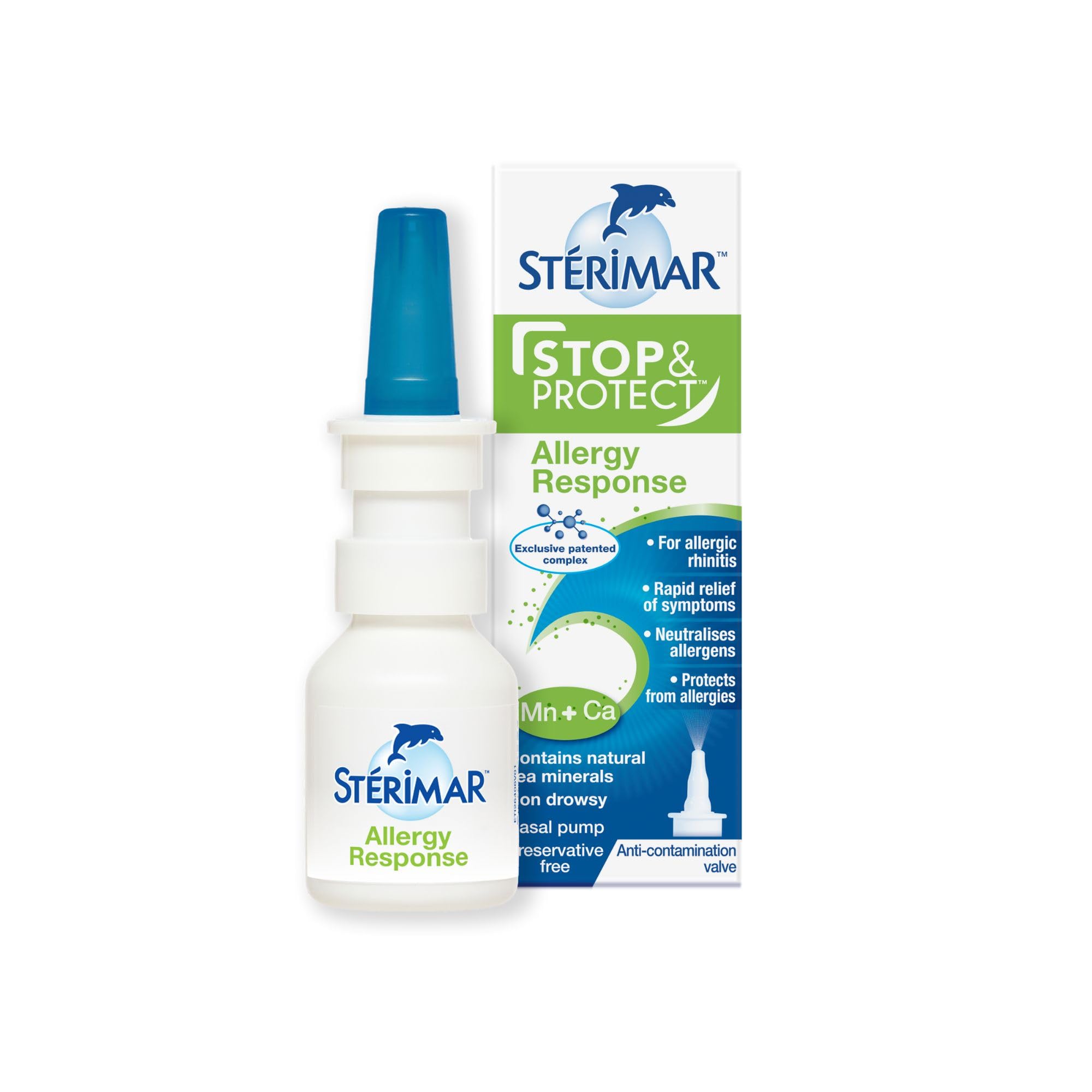 Stérimar Stop & Protect Allergy Response- 100% Natural Sea Water Based Nasal Spray with Added Manganese and Calcium- 20 ml Can
