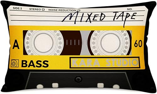 Fundas de almohada de casete de audio retro, tocadiscos de música, de bajo ruido, cinta de plástico de los años 80, funda de cojín rectangular de 12
