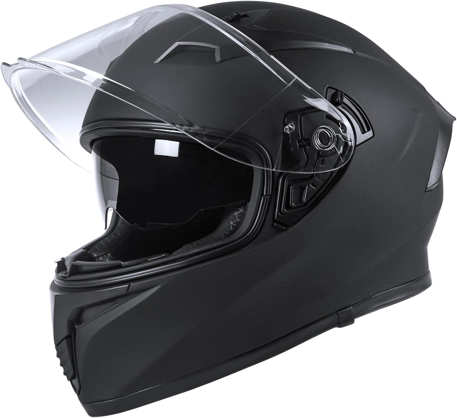 Full Face Motorcycle Helmet - DOT Certified, Lightweight, Dual Visor, Ventilated - for Adults Men & Women Small Black