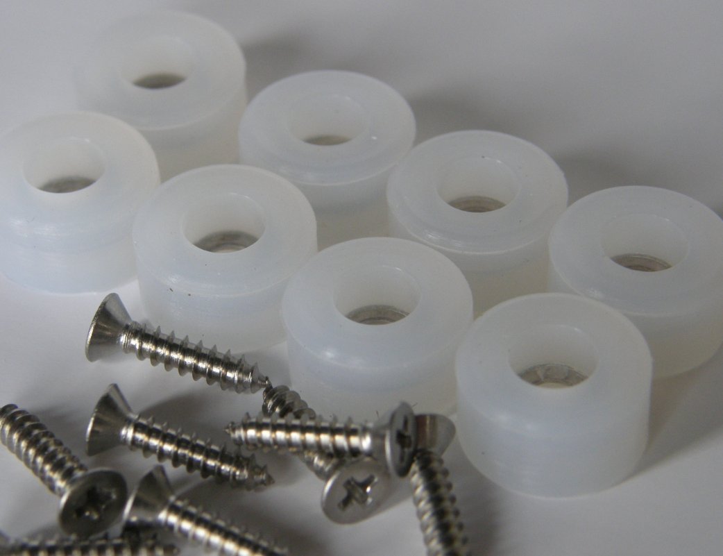 Small 1/2" Dia and Extra Small 3/8" Dia Silicone Rubber Bumpers with Stainless Steel Screws (Small 1/2", Clear, 8)
