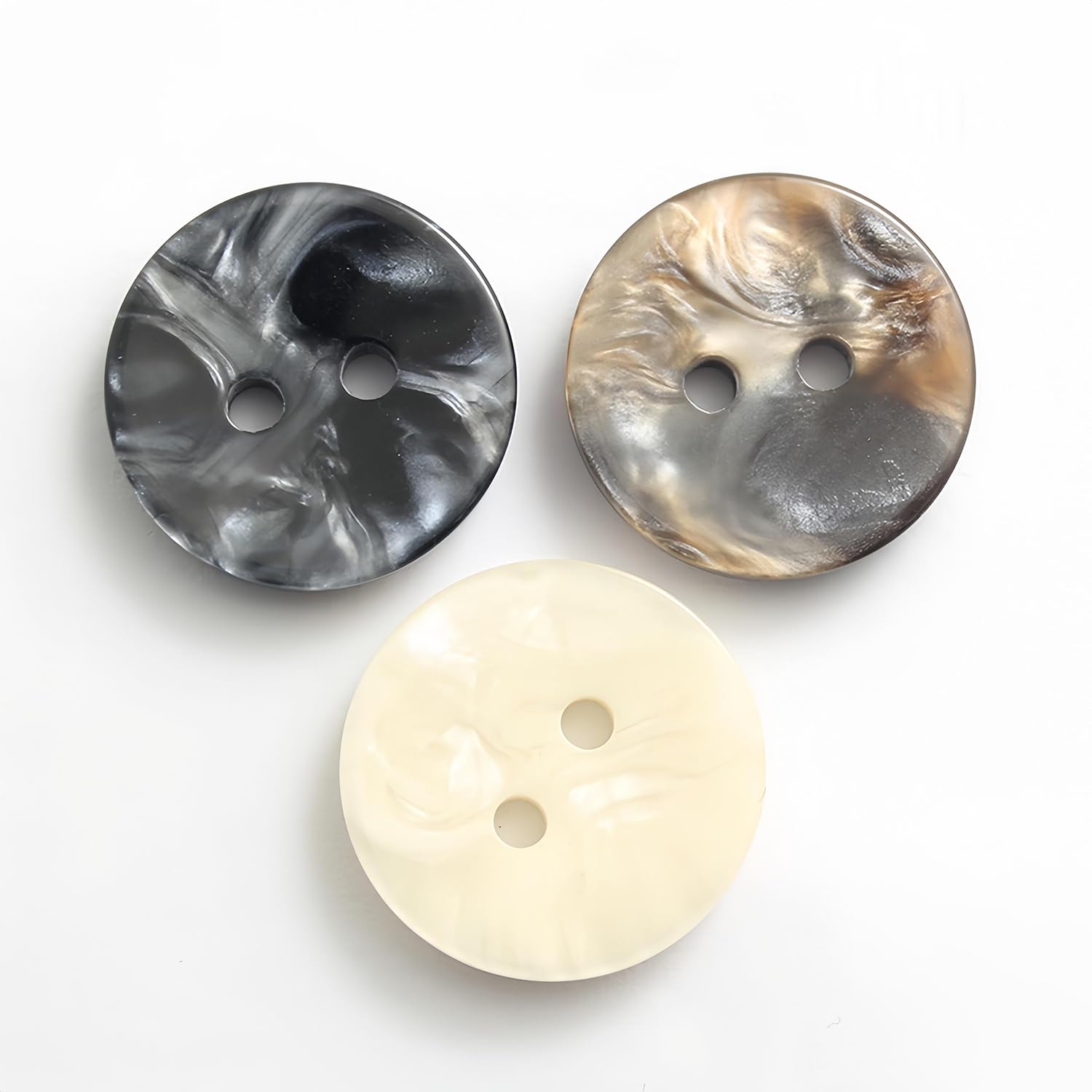 20PCS Resin Round Buttons Craft Sewing Snaps 2 Holes Handmade DIY Accessories (Coffee, 15mm)