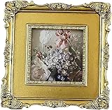  HRTLSS Cadres Photo Antiques dorés Vintage, Petit Cadre Photo Mural de Style Rustique en Relief de Fleurs, pour Affichage Mural et de Table, galerie d\'art (A)