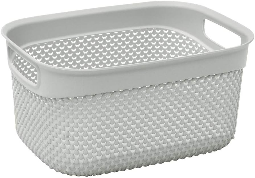 JVL Droplette Design Plastic Storage Basket, 2.2L, 7 x 25 x 20 cm Approx, Grey, One Size