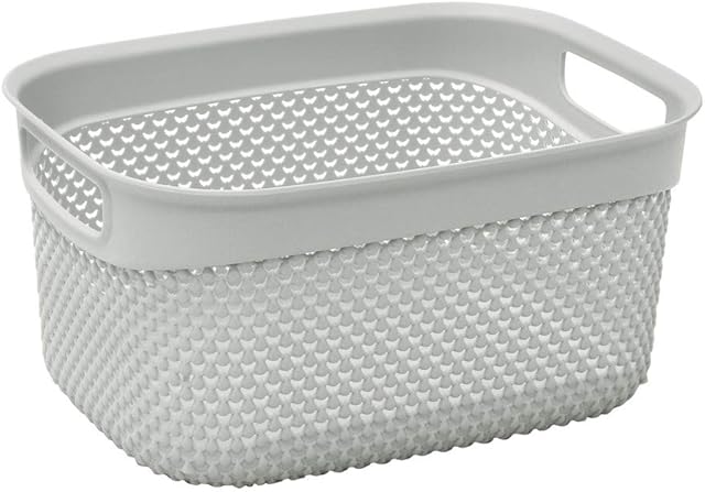 JVL Droplette Design Plastic Storage Basket, 6.6L, 15 x 29 x 22 cm Approx, Grey, One Size