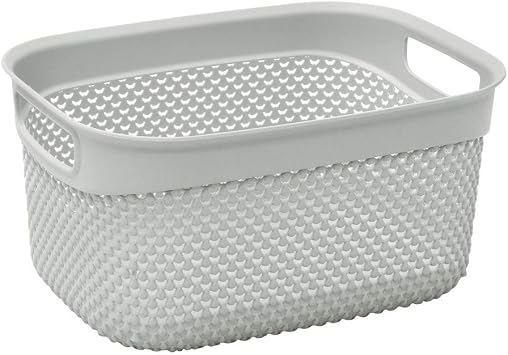 JVL Droplette Design Plastic Storage Basket, 6.6L, 15 x 29 x 22 cm Approx, Grey, One Size