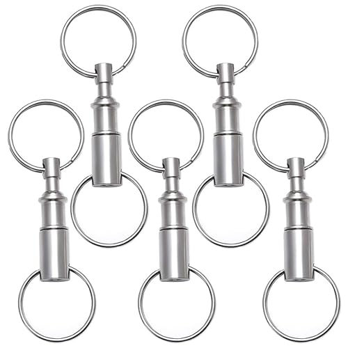 5 Pack Quick Release Detachable Pull Apart Key Rings Keychains,Double