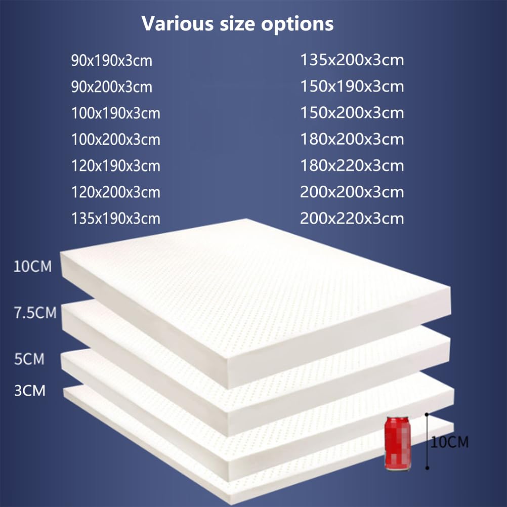 Cubrecolchón de látex natural de 310 cm, tamaño matrimonial, 120 x 190 cm, ideal para T & Support EcoFriendly Beddi Solut