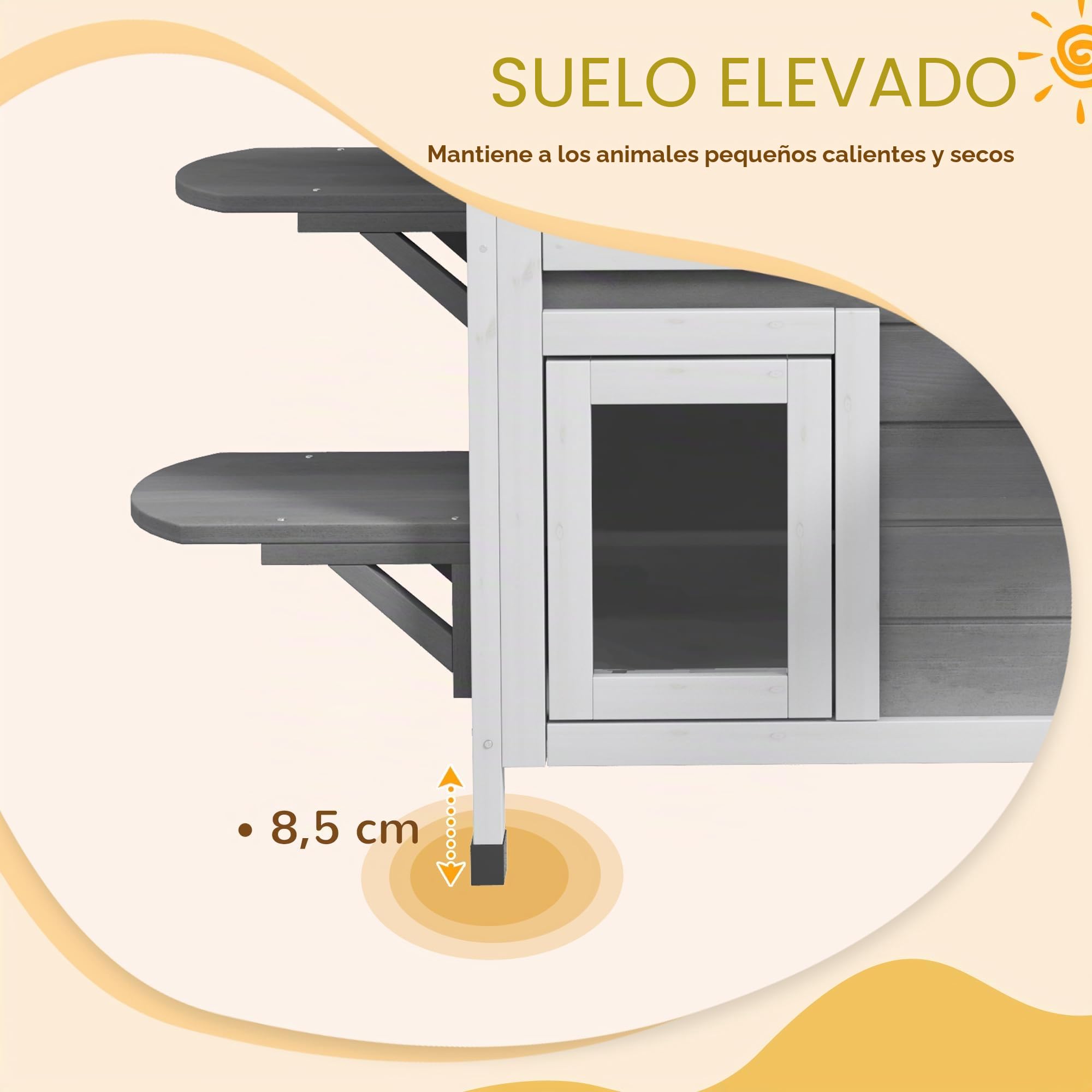 Casa para Gatos PawHut con tejado de Asfalto, caseta Exterior para Gatos con escaleras, Chalet para Gatos de 2 Plantas, Impermeable, jardín, Madera de Abeto, Gris, 78 x 55,5 x 91 cm | Impermeable, caseta para gatos con techo de asfalto, tapa plegable, esc