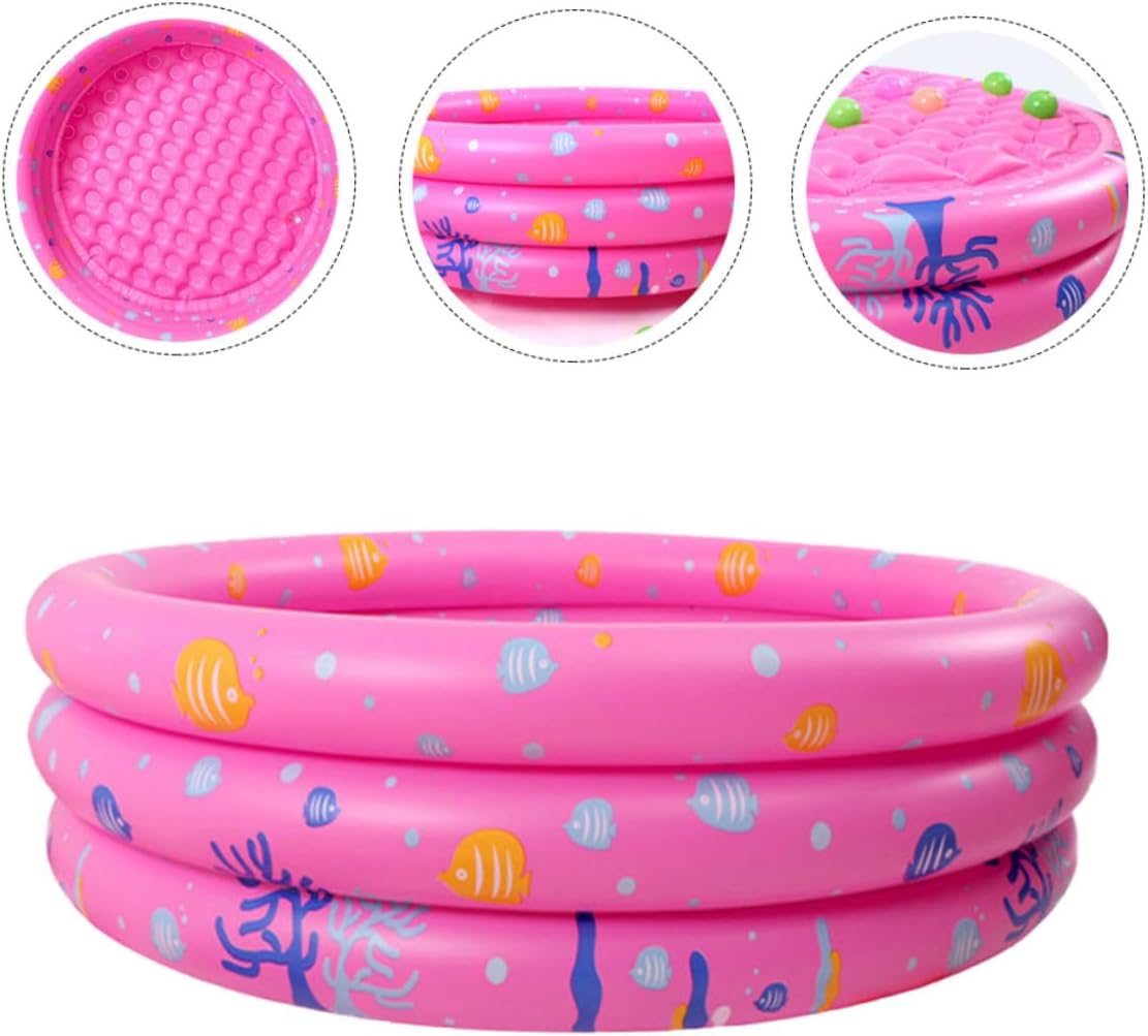 Inflatable Round Kiddie Swimming Pool PVC Paddling Pool for Boys Indoor Outdoor Water Fun Summer Pink