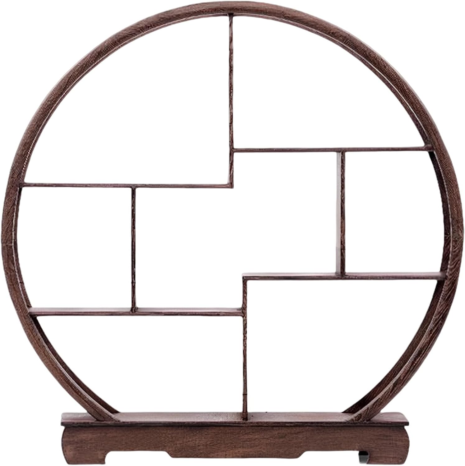Brown Wood Display Stand, Chinese Bogu Shelf, Teapot Rack with Multiple Compartments, Desktop Organizer for Small Ornaments