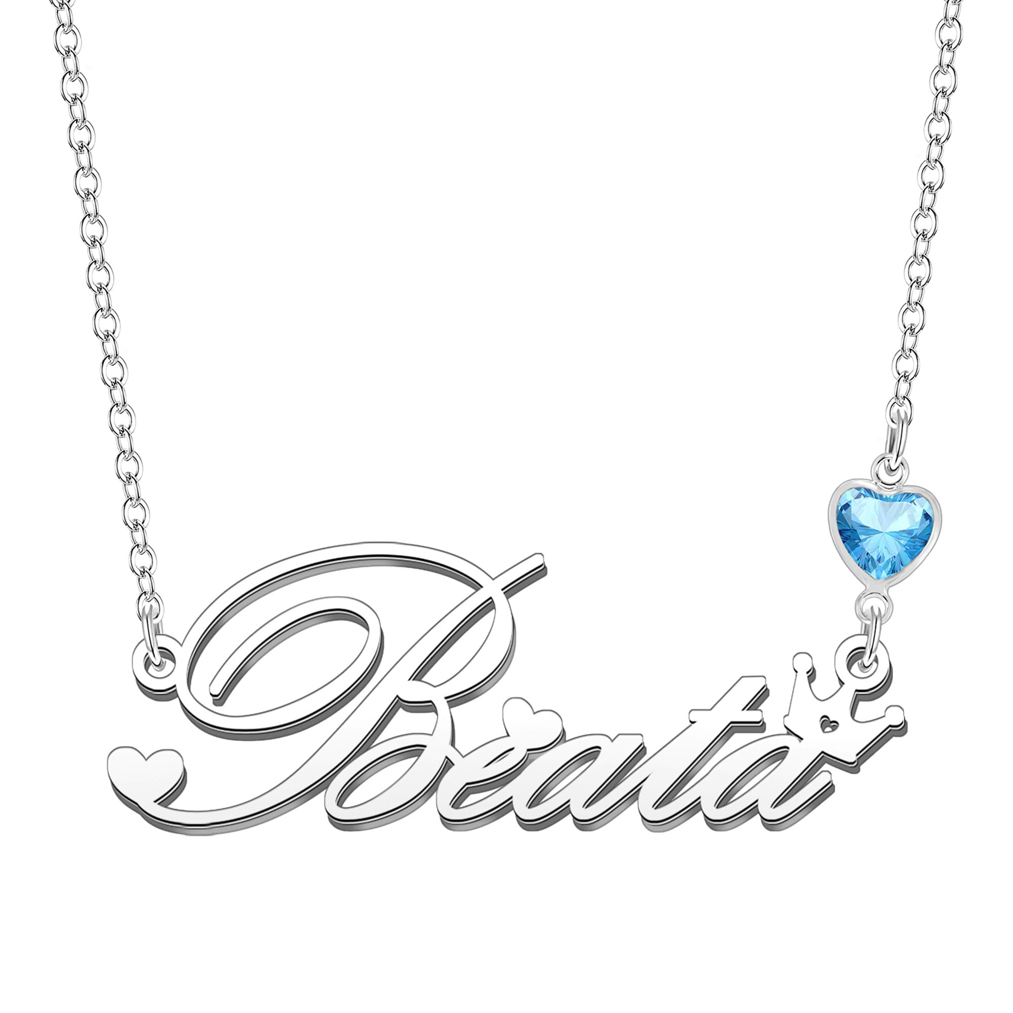 Kraven Personalized Dainty Name Necklaces Blue Birth Stone Custom Engraved Initial Nameplate Pendant Choker Customized Birthday Mother Christmas Gifts for Women Girls Teen Daughter