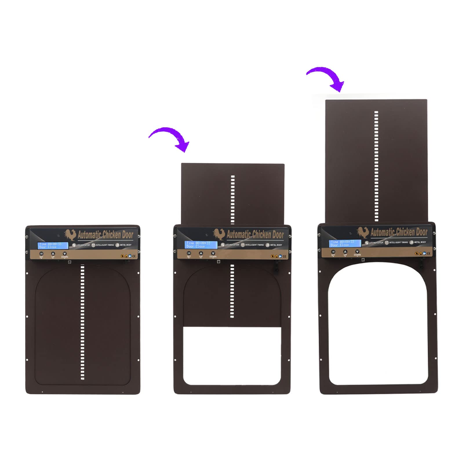 Porta Automatica per pollaio, sensore di Luce e Timer e apriporta con Telecomando, Porta per polli autobloccante in Lega di Alluminio Impermeabile con Display a LED