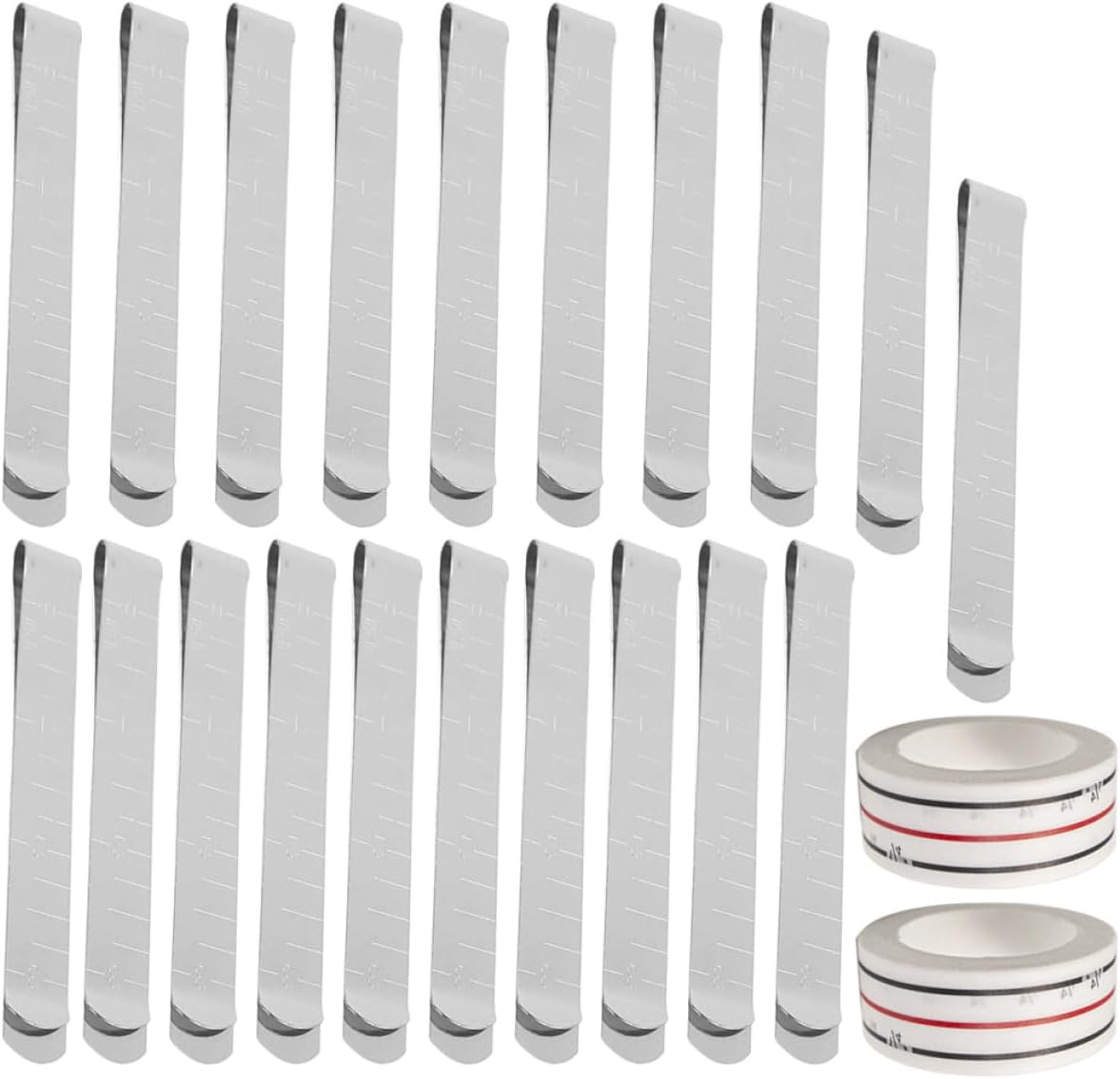 Cabilock 20pcs Metal Sewing Quilting Clips with Measurement Ruler and 2pcs Positioning Tape Set for Garment Hemming DIY Craft Knitting Clamp, Sewing Accessories for Dressmaking and Quilting