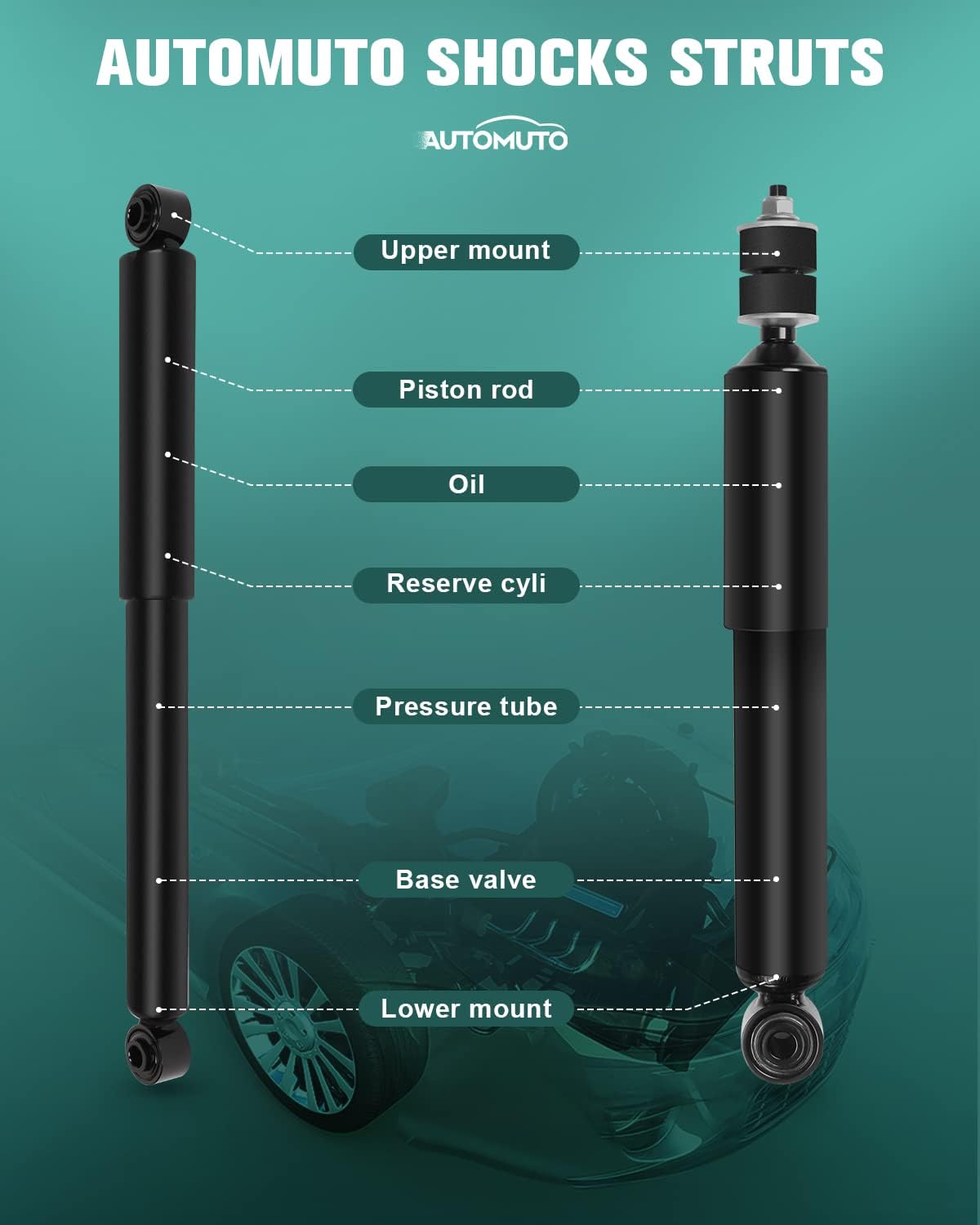 4x Struts AUTOMUTO Shock Absorbers Fits 2001-2007 for Chevy Silverado 3500,2000-2009 for Chevy Suburban 2500,2001-2006 for GMC Sierra 3500,2001-09 for GMC Yukon XL 2500 344384 Auto Shocks - Front Rear