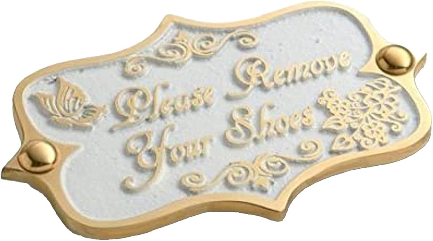 NauticalMart Brass Door Sign. Vintage Shabby Chic Style Home Décor Wall Plaque Handmade (Remove Your Shoes)