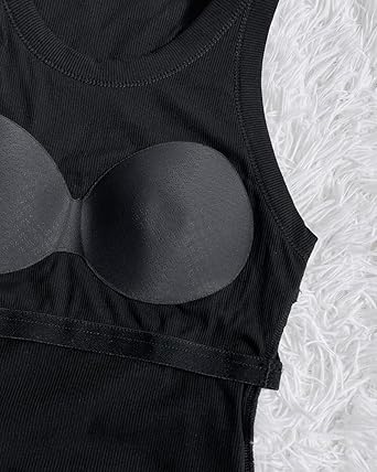 CHICME Women Built-in Bra Tank Tops Sleeveless Casual Shirts Racerback Ribbed Fitted Tank Tops