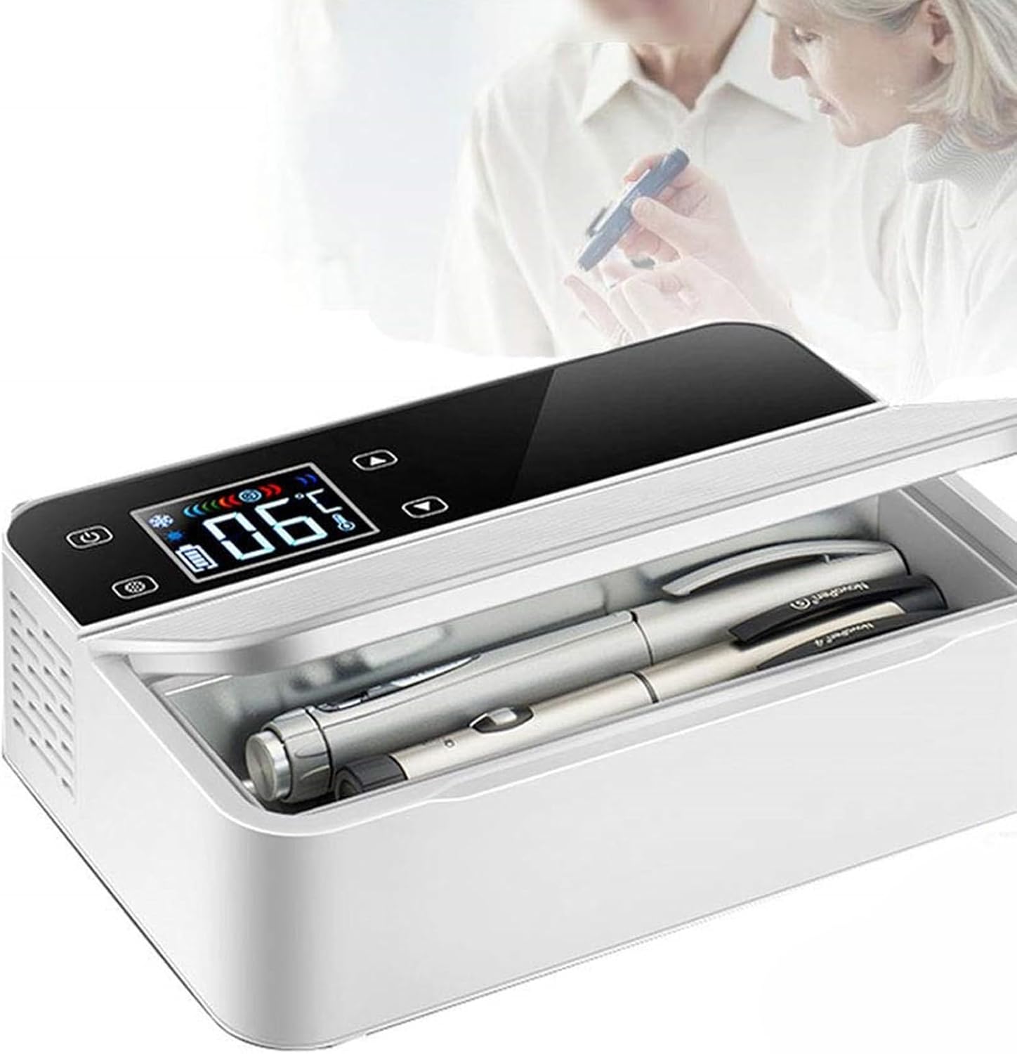 Compact Hormones Cooling Box with Touchscreens Control Small Medicine Refrigerator Upgrades for Storage Travel Car Portable Cooling Refrigerator