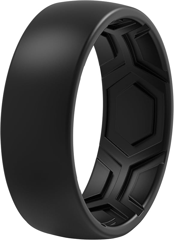 ThunderFit Men's Patterned Silicone Rings, Rubber Bands, 8mm Wide | 2.2mm Thick, Available in 1, 4 & 7 Packs, Comfortable Fit, Durable & Flexible Silicone, Safe for Gym & Work