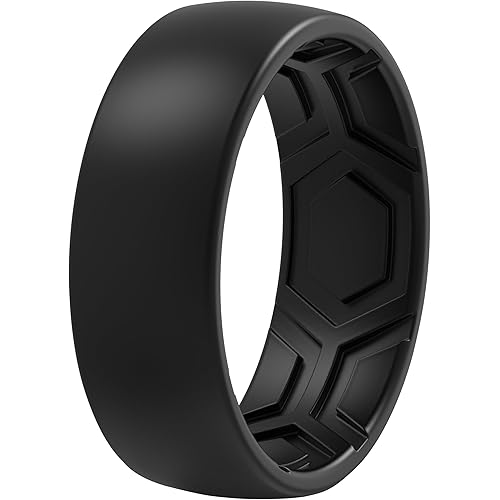 ThunderFit Men's Patterned Silicone Rings, 8mm Wide 2.2mm Thick Rubber Bands,Variety Multipack 1,4,7