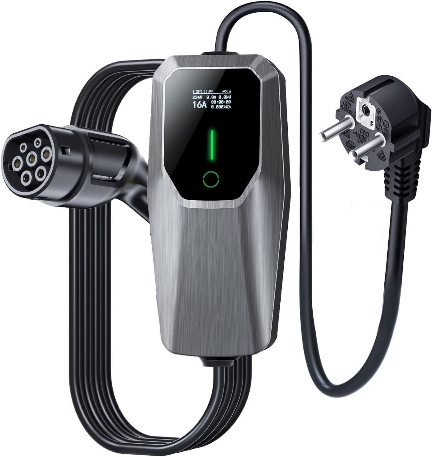 Cargador de Coche Eléctrico con Enchufe Schuko Doméstico | Compatible con sello BYD | Conector a enchufe estándar europeo