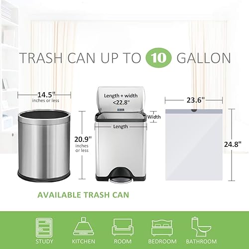 Miniatura 10 de 2.6 Gallon 80 Counts Strong Trash Bags Garbage Bags by Teivio, Bathroom Trash Can Bin Liners, Small Plastic Bags for Home Office Kitchen,fit 10