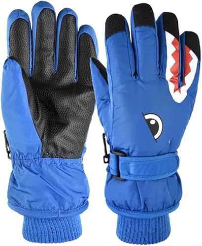 Bianriche Guanti da sci per bambini Sport all'aria aperta Guanti caldi con motivo squalo per 6-12 anni Ragazzi