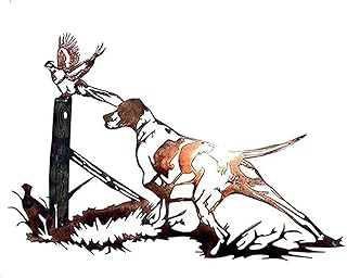 PHJYMXZSNA 3D Home Metal Decor Dog and Pheasant in Flight ,Metal Wall Art for Living Room Dog Hunting Scene Rustic Office Farmhouse Hanging Decorations, Brown