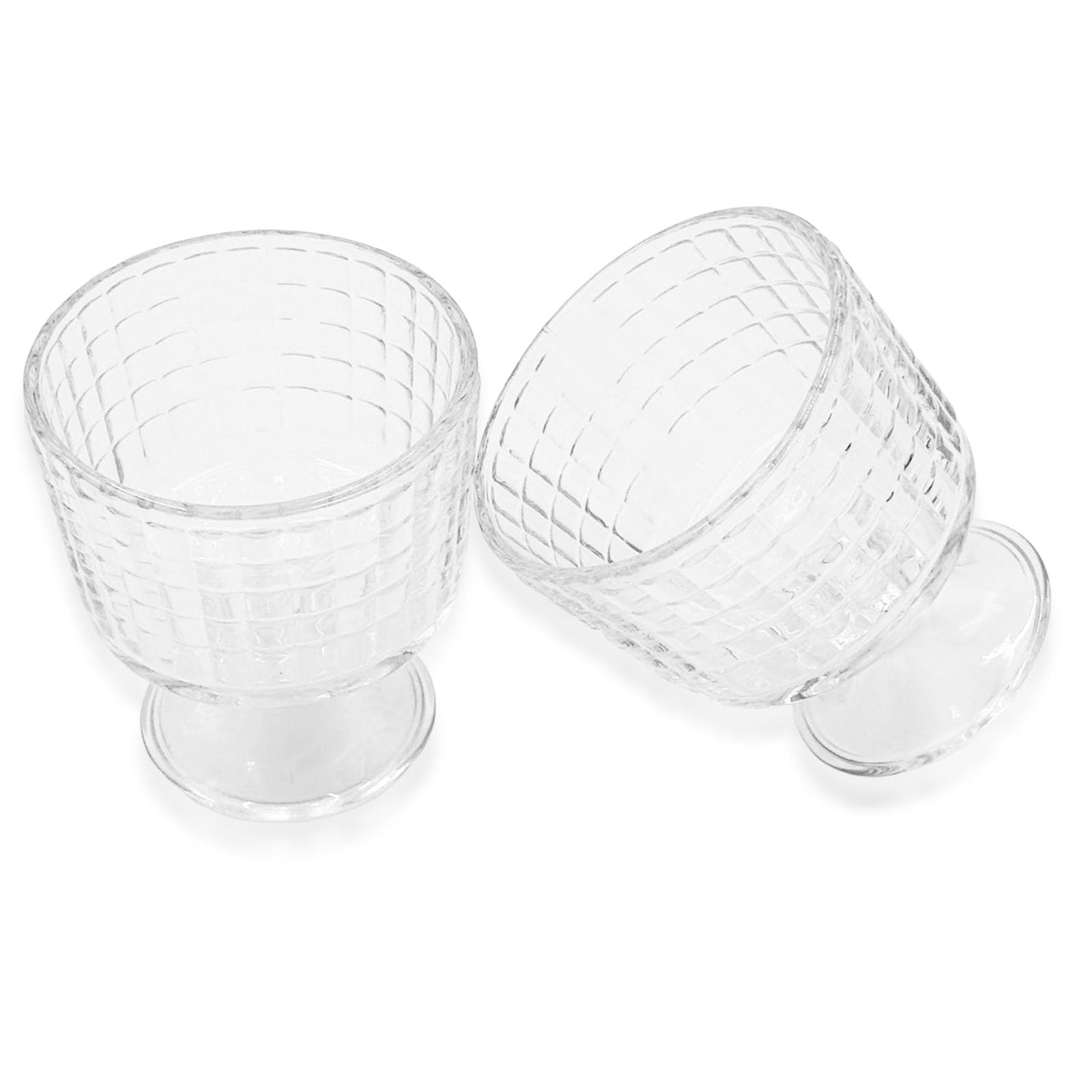 Nexboraque 6 Stück Dessertbecher aus Glas mit Fuß, 284 ml, Eisbecher, Kristall, Vintage, Trifle-Becher mit schwerem Boden für Eisbecher, Eis, Obst, Parfait, Snack