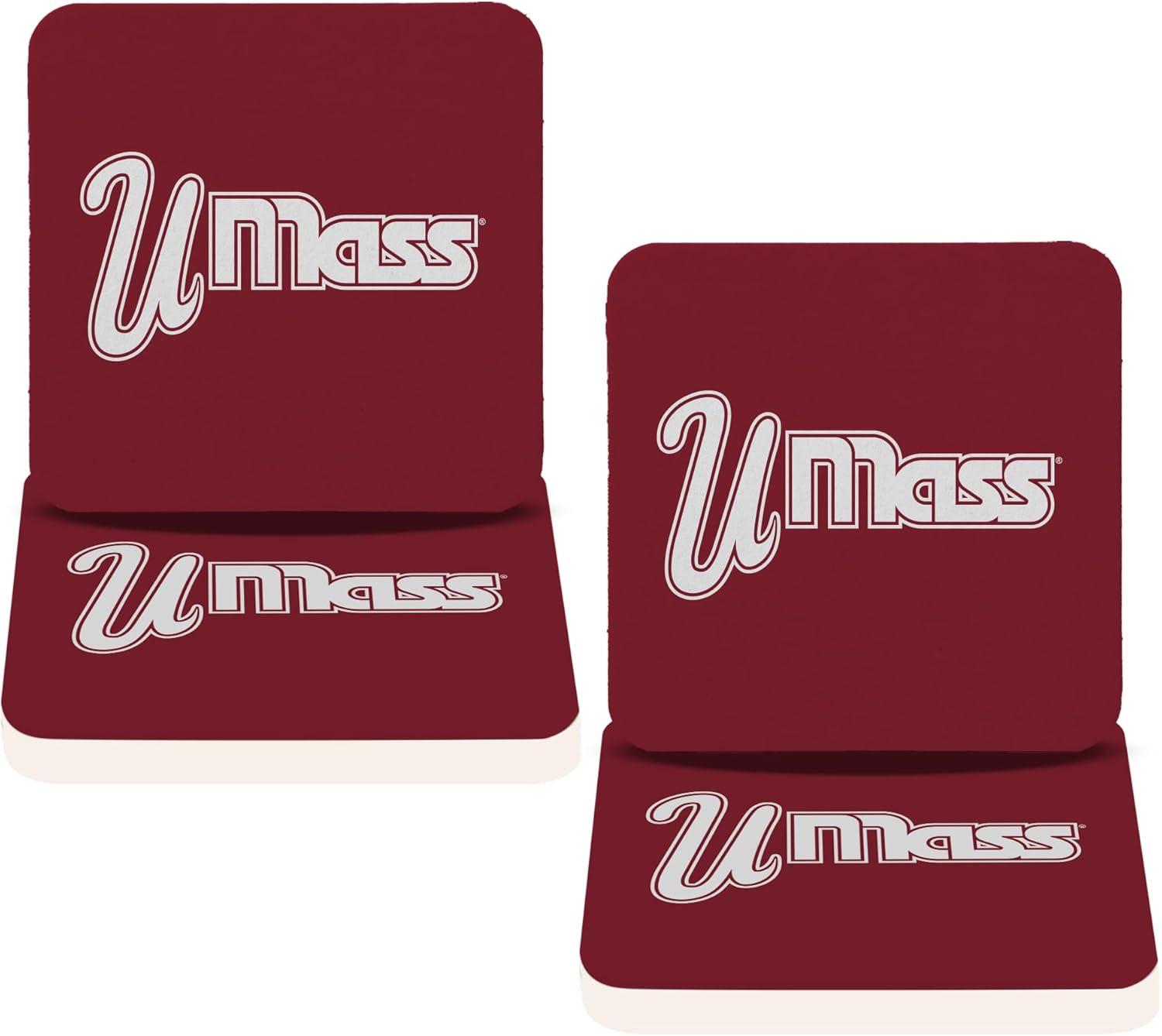 Desert Cactus University of Massachusetts Coaster UMass Minutemen Water Absorbent Drink Square Coasters - Made from Natural Sandstone (Square 4 Pack - B)