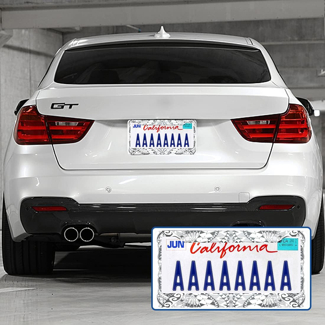 Swono Ethnic License Plate Frame Ethnic Samoa Maori Style Black and White License Plate Cover Aluminum Metal License Plate Holder Frame for Women Men Auto Decoration for US Car/Truck - Image 2