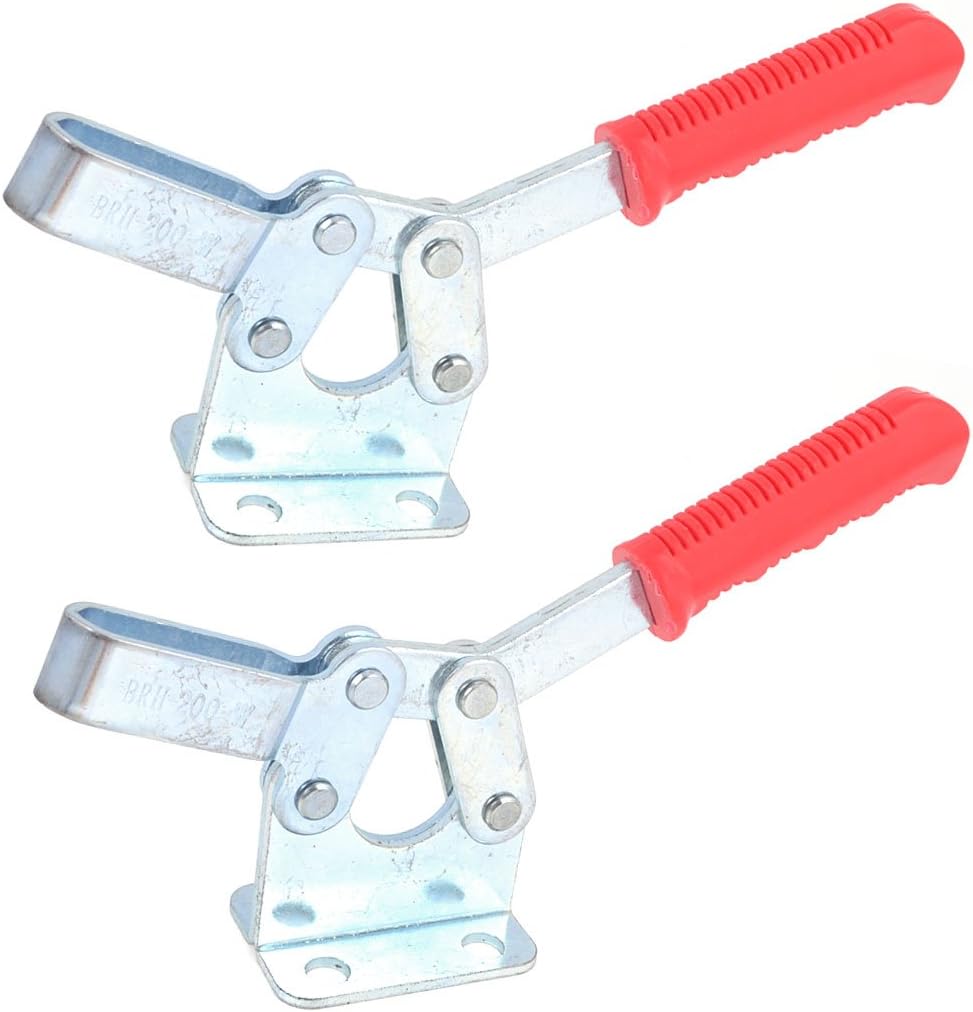2 Pcs Clamps 400Kg 882Lbs 200W Plastic Covered Handle Quick Release Holding Long Bar Flange Base Vertical Toggle Clamps Toggle Clamp