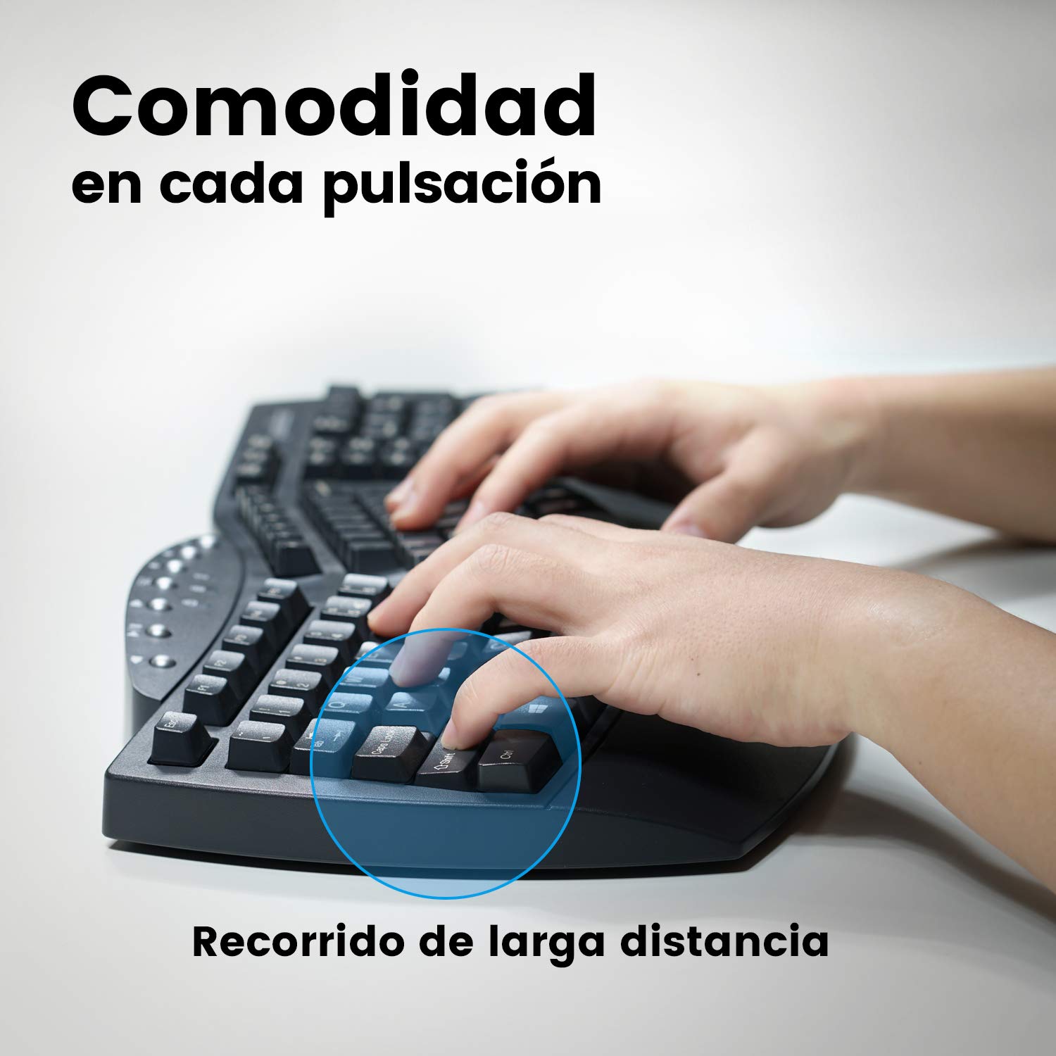 Perixx PERIBOARD-612 W Tastiera ergonomica divisa, wireless 2,4 GHz e Bluetooth, compatibile con Windows e macOS, bianco, layout QWERTY spagnolo con Ñ