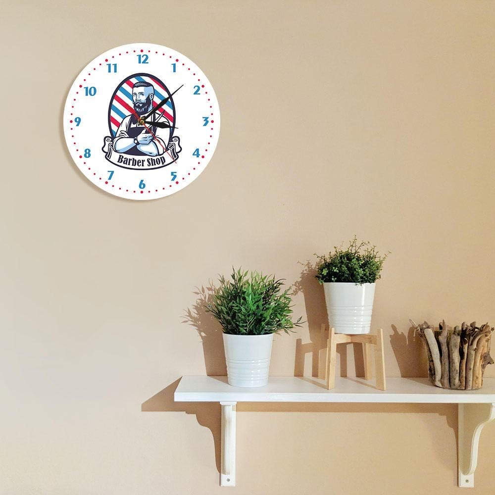 Old Classic Barber Shop Hairdressing Salon Wall Clock Hairstyle Pole Home Bar Wall Decor Barbershop Wall Watch(No Frame)