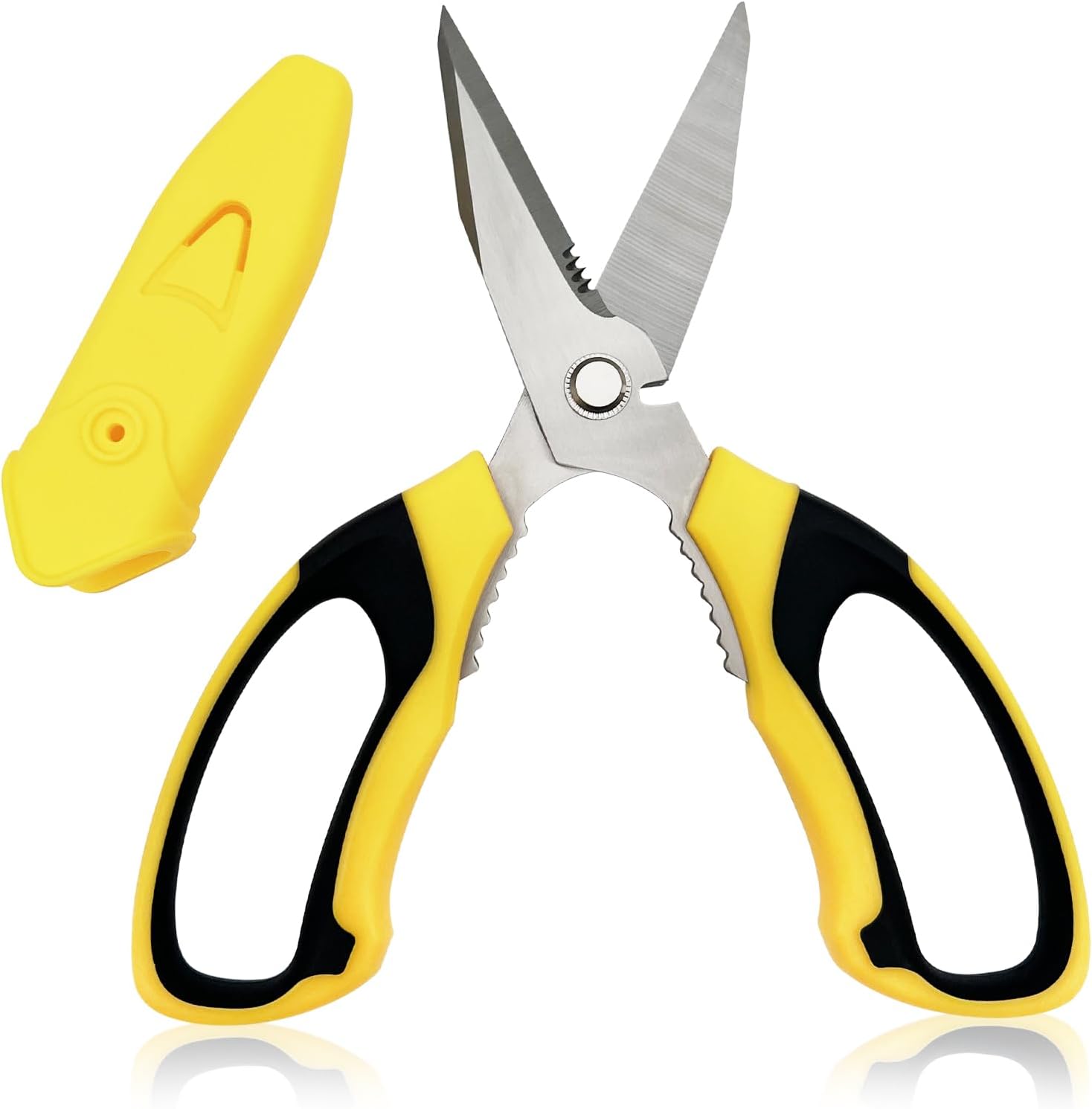 8.07" Heavy Duty Utility Scissors – Multipurpose Serrated Shears for Cardboard, Wire, Fabric, Leather & Household Tasks