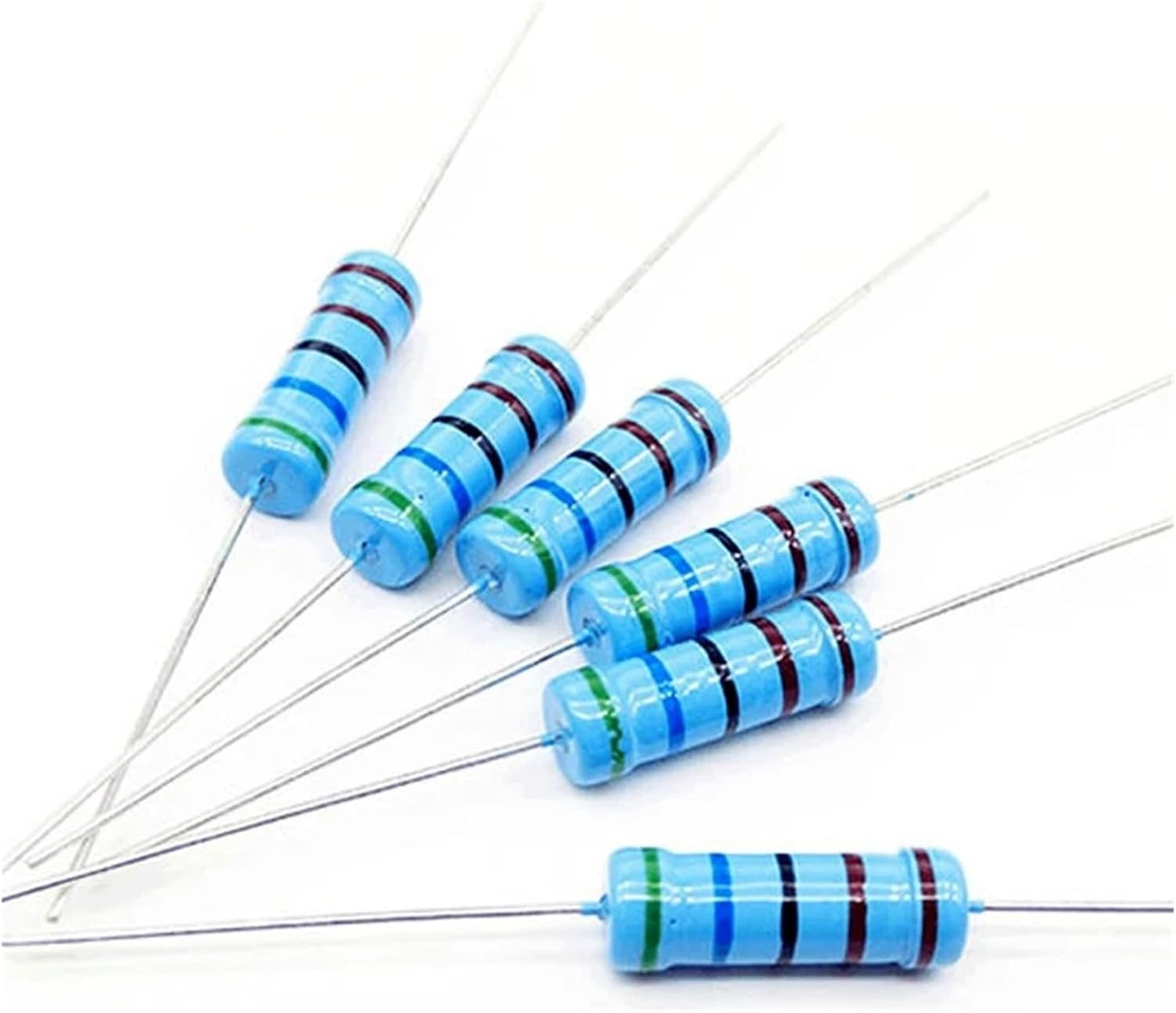 10pcs/Batch 3W Color Ring Metal Film Resistor 1% 1Ω 1.2 1.5 2 2.2 2.4 3 3.3 3.6 3.9 4.7 10 20 22 30 47 51 68 100K 220 330R M ohm (Size : 2R)