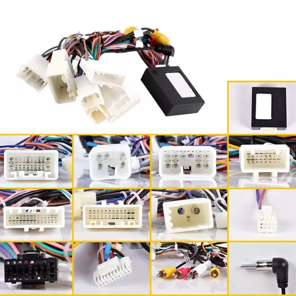 Arnés de cableado de navegación para Toyota All Series con caja de protocolo Canbus y adaptador de línea trasera, soporta integración de pantalla grande, cobre puro y plástico C